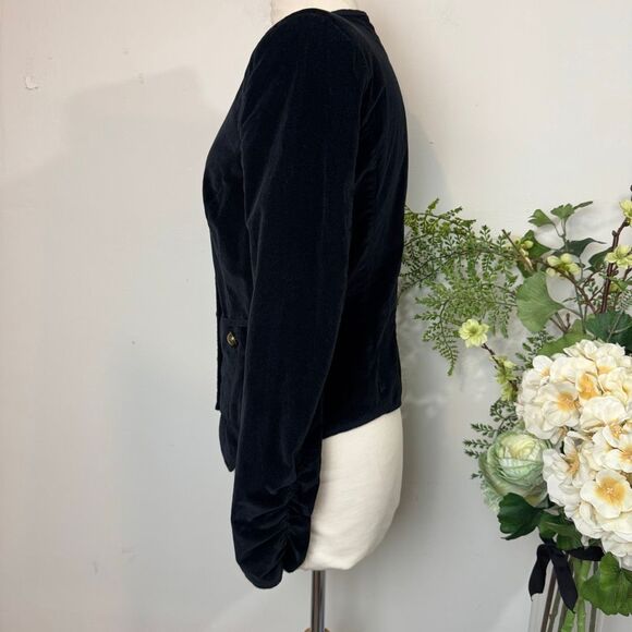 FREE PEOPLE Becky Black Velvet Military Jacket | Medium | Brass Button Detail “ - Picture 7 of 13